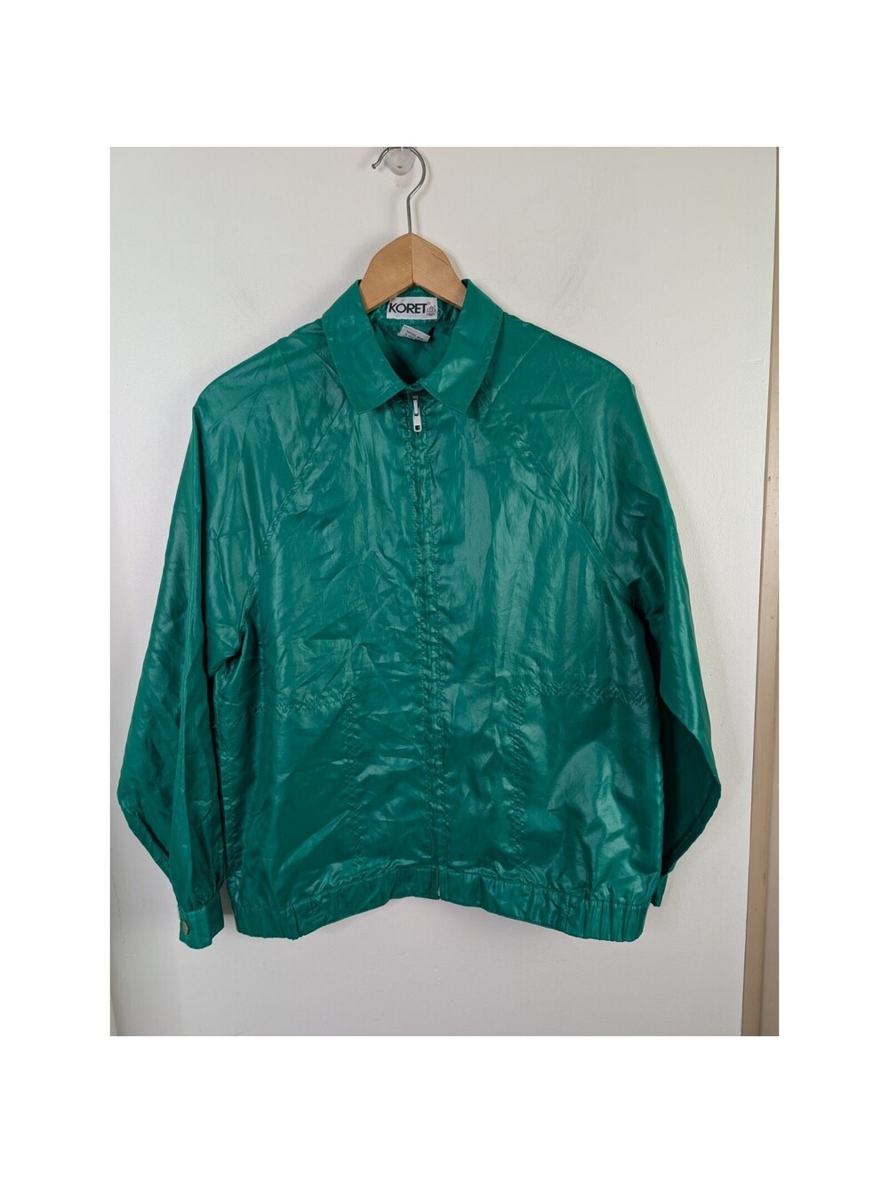 Vintage Koret Large L Green Jacket Light Wind Breaker Thin Windbreaker Fold Up